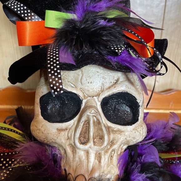 Eccentric colourful vintage Halloween scull table centrepiece display decoration - Picture 9 of 9